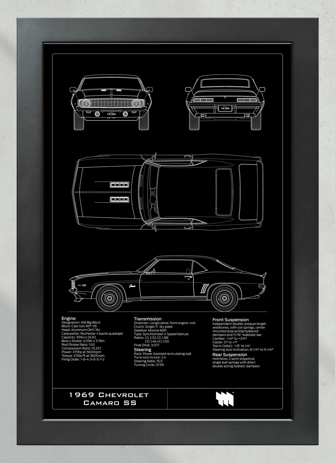 1969 Chevrolet Camaro SS, in the collector's frame, portrait
