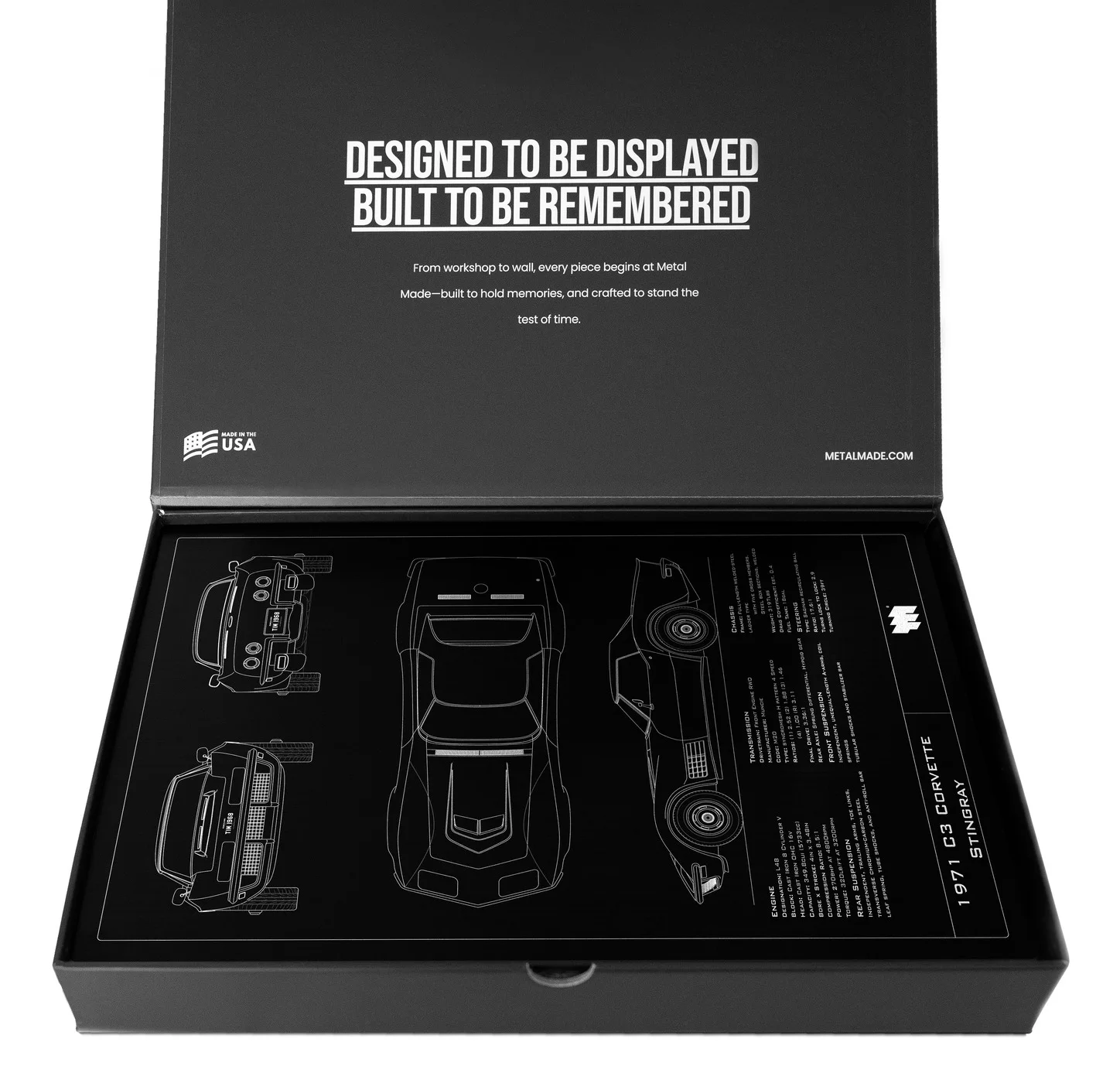 1971 C3 Corvette Stingray, in the metal made gift box, portrait plate