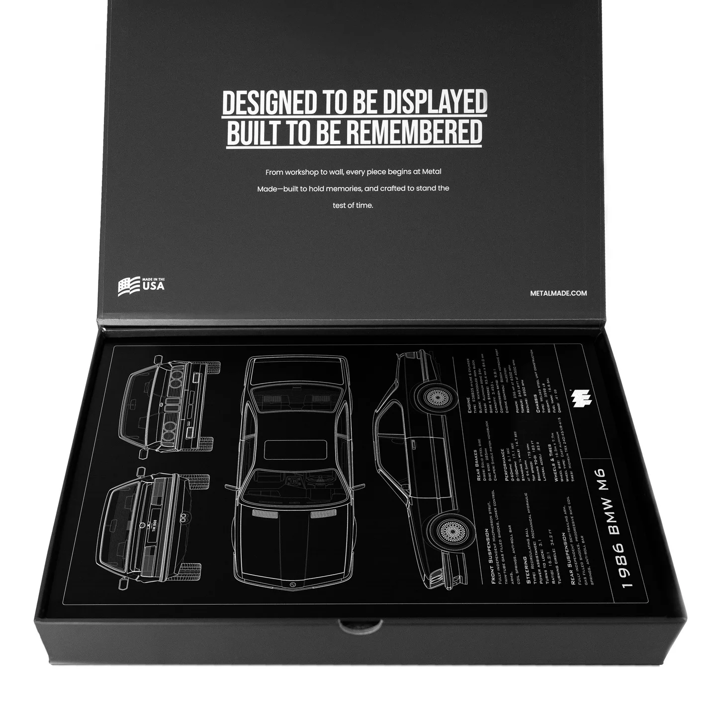 1986 BMW M6, in the metal made gift box, portrait plate