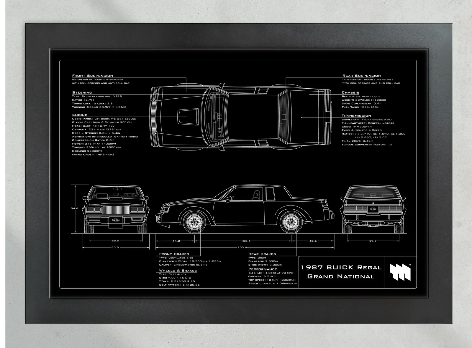 1987 Buick Regal Grand National, in the collector's frame, landscape