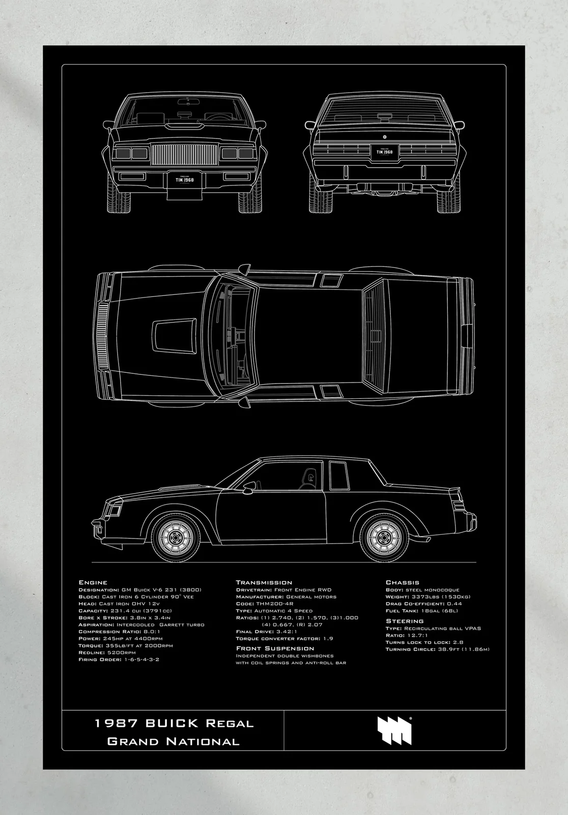 1987 Buick Regal Grand National, the print, portrait