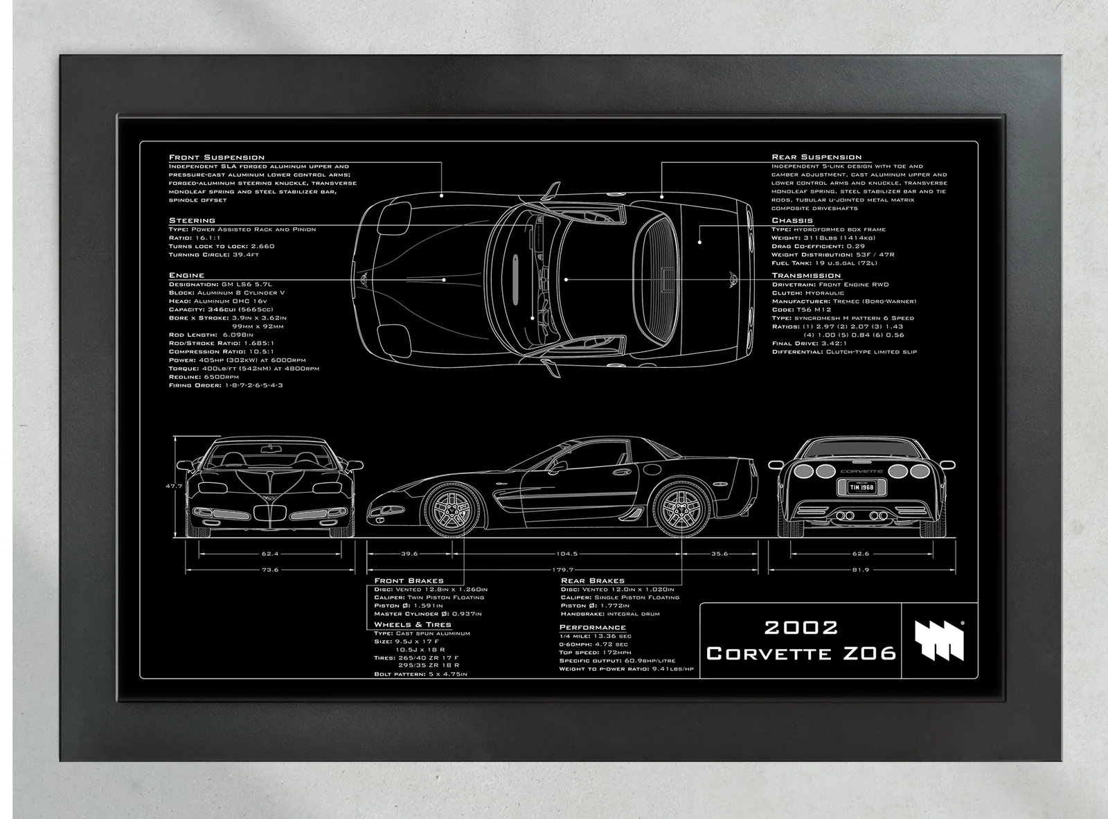 2002 Corvette Z06, in the collector's frame, landscape