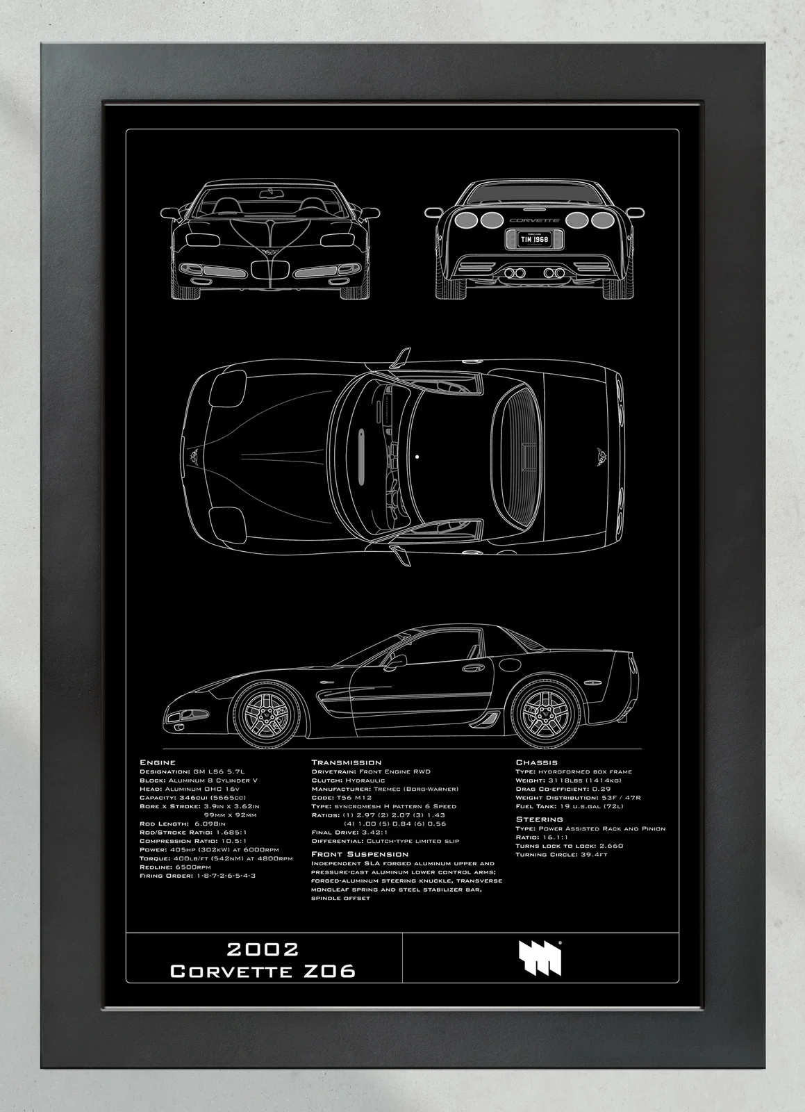 2002 Corvette Z06, in the collector's frame, portrait