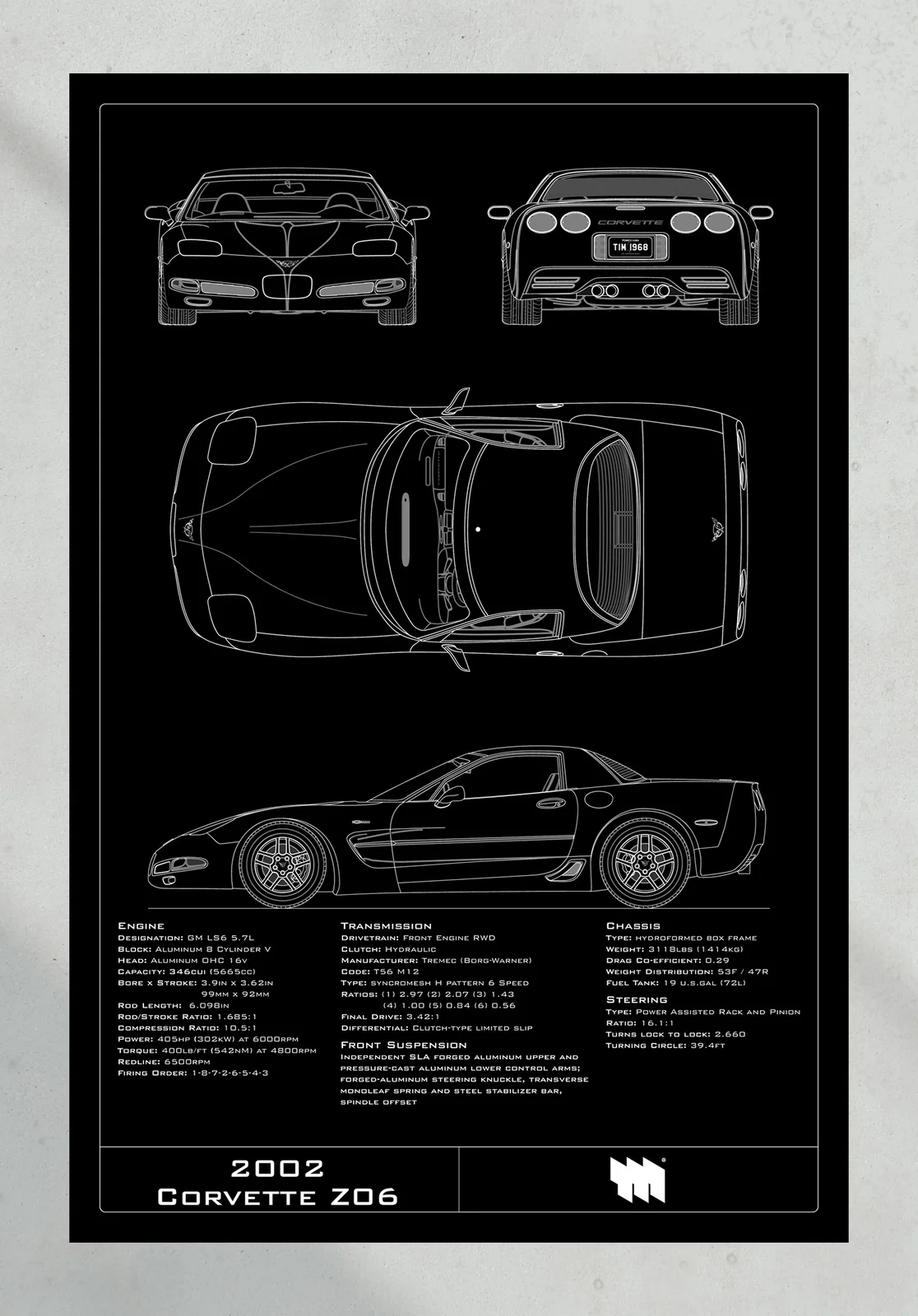 2002 Corvette Z06, the print, portrait
