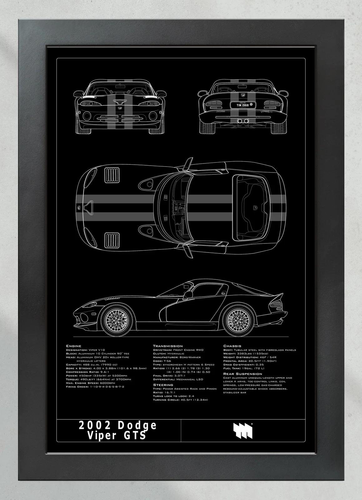 2002 Dodge Viper GTS, in the collector's frame, portrait