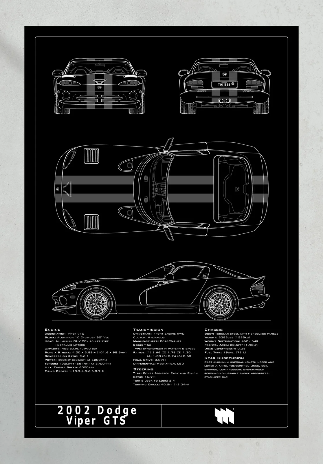 2002 Dodge Viper GTS, the print, portrait