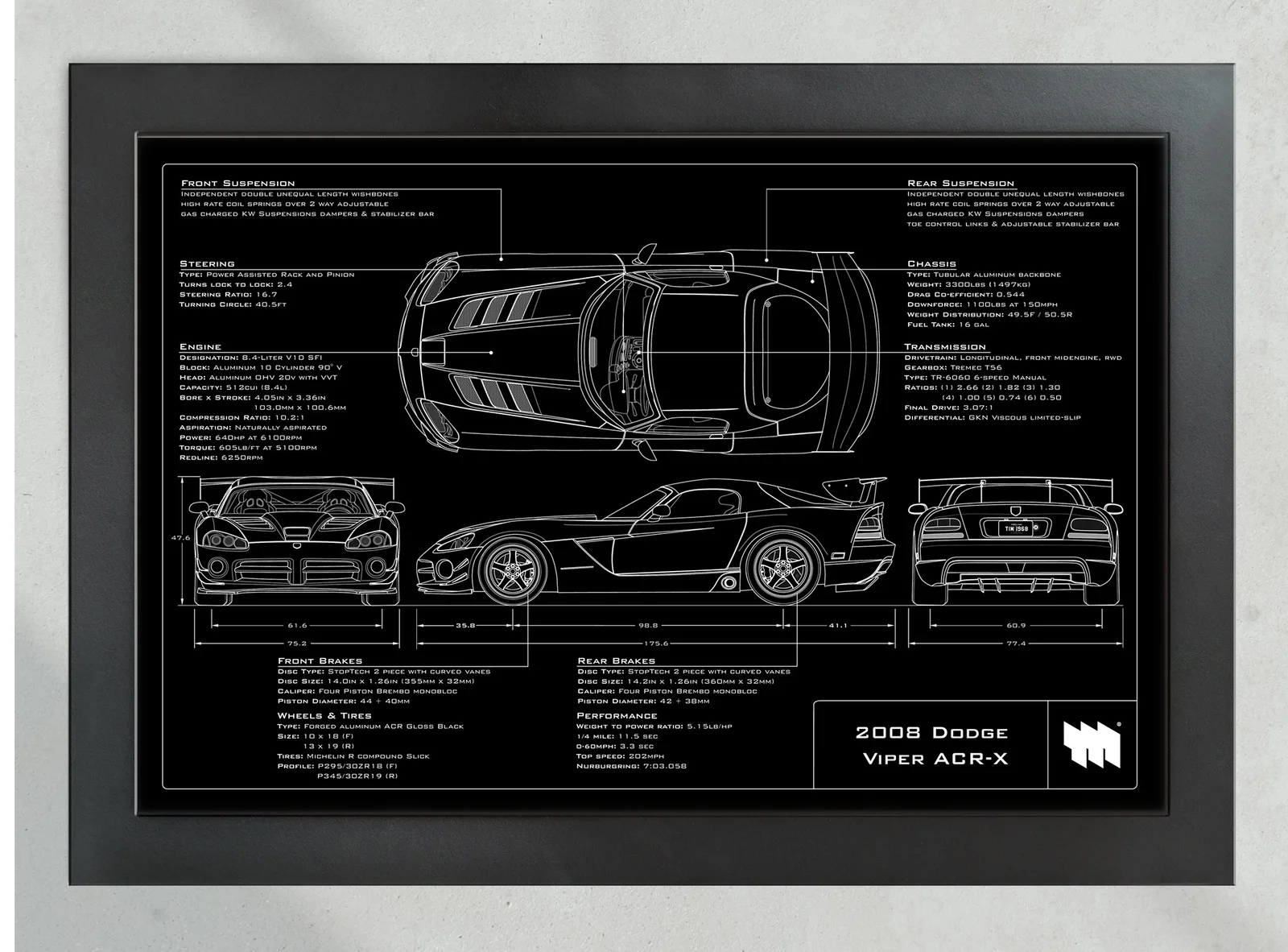 2008 Dodge Viper ACR-X, in the collector's frame, landscape