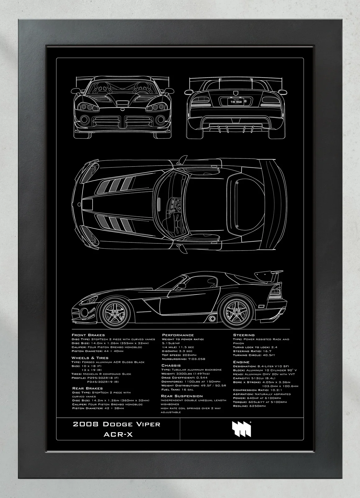 2008 Dodge Viper ACR-X, in the collector's frame, portrait