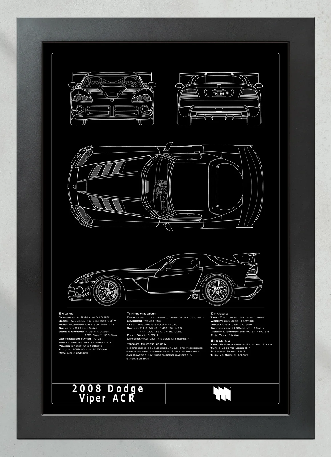 2008 Dodge Viper ACR, in the collector's frame, portrait