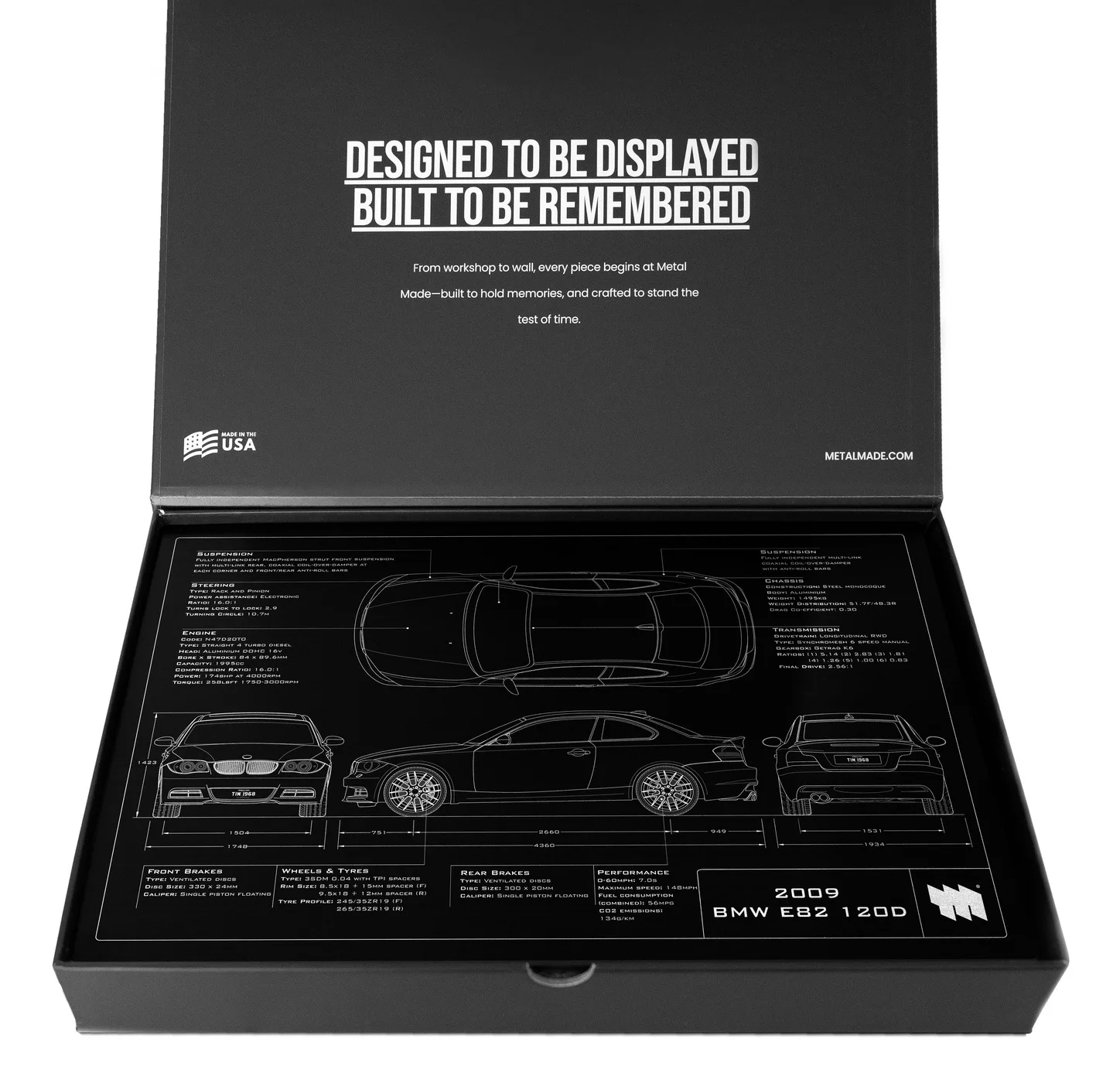 2009 BMW E82 120D, in the metal made gift box, landscape plate