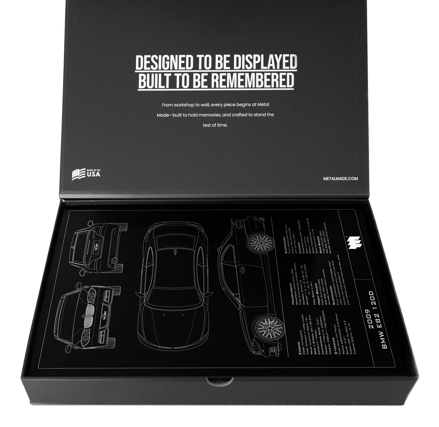 2009 BMW E82 120D, in the metal made gift box, portrait plate
