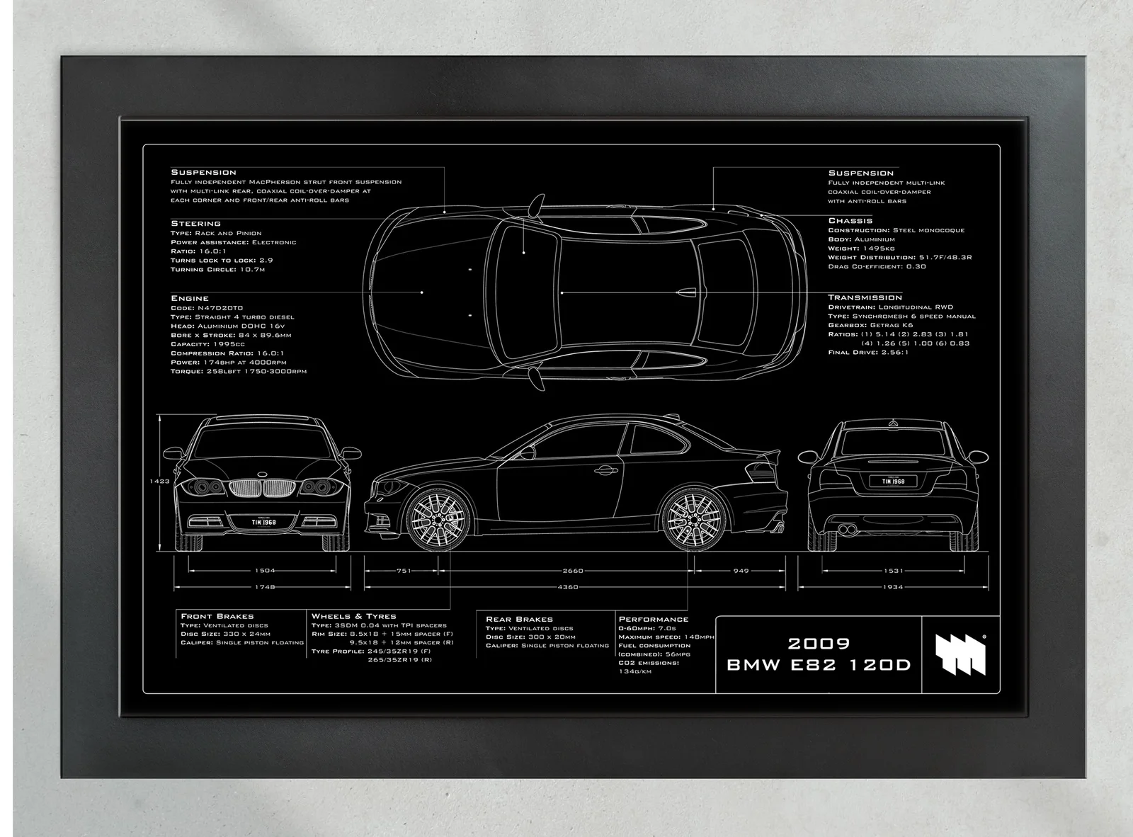 2009 BMW E82 120D, in the collector's frame, landscape