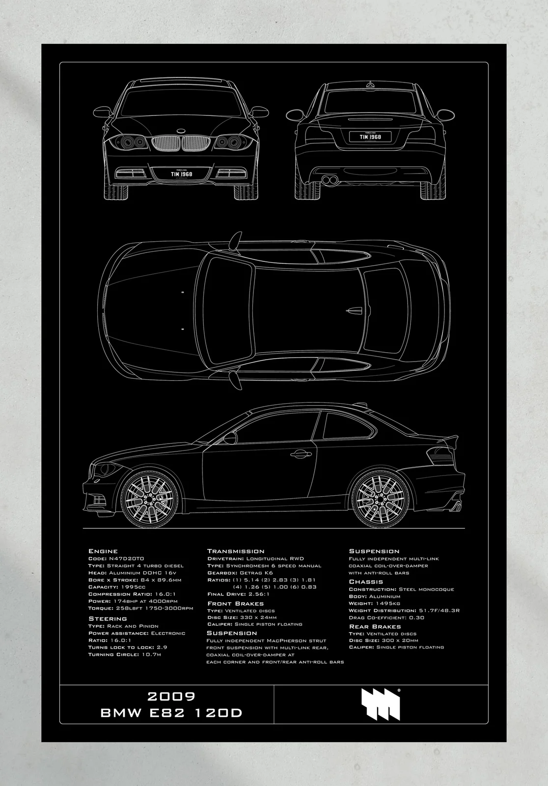 2009 BMW E82 120D, the print, portrait