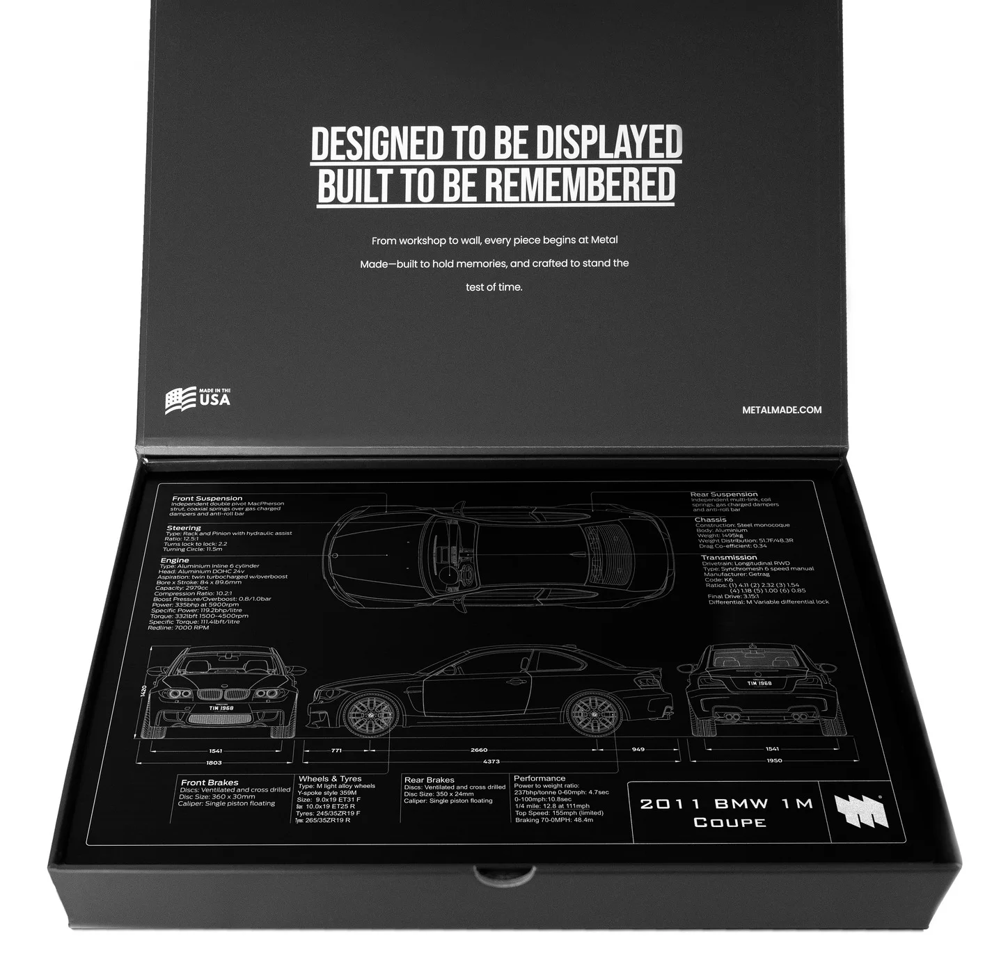 2011 BMW 1M Coupe, in the metal made gift box, landscape plate