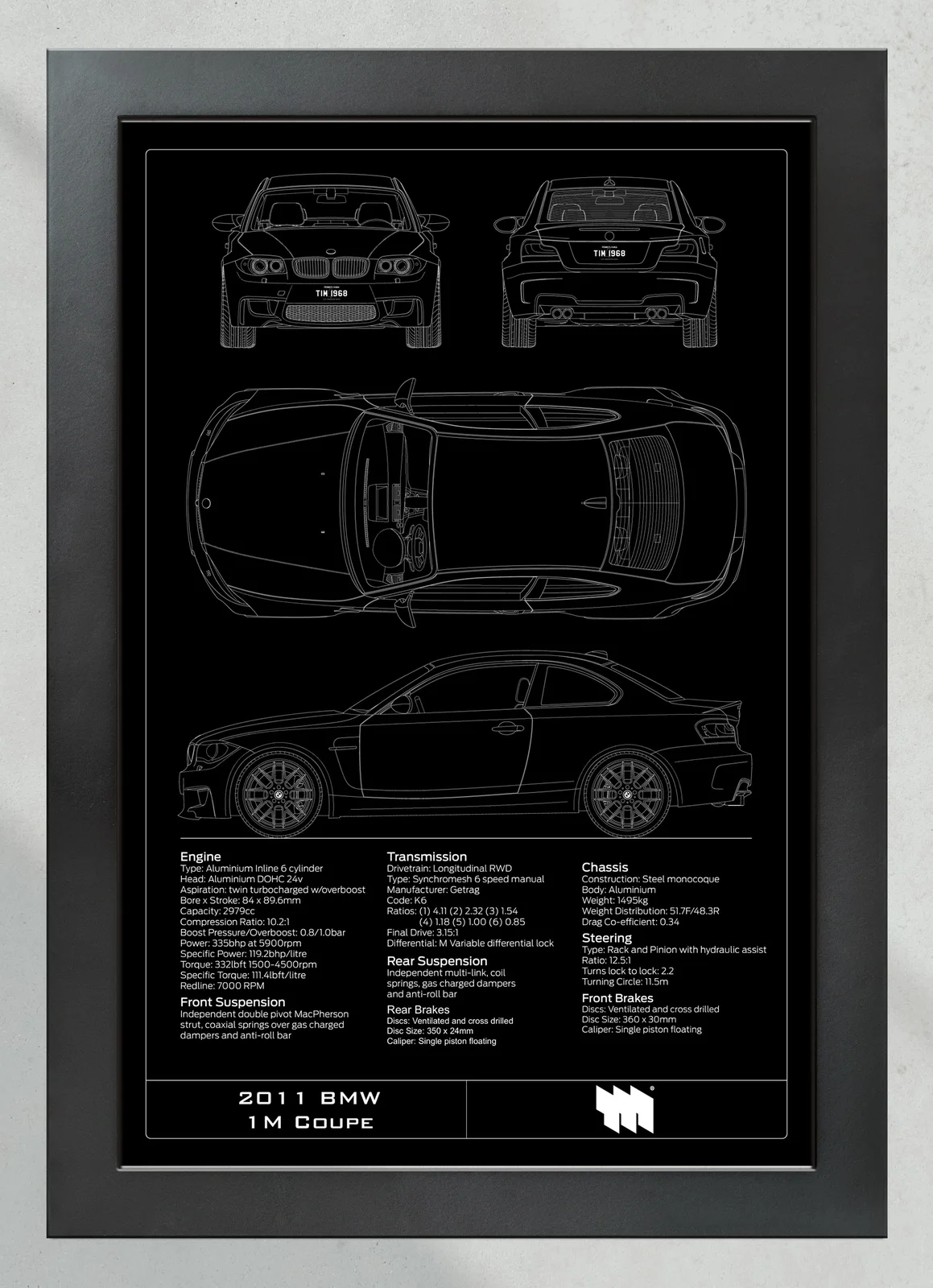 2011 BMW 1M Coupe, in the collector's frame, portrait