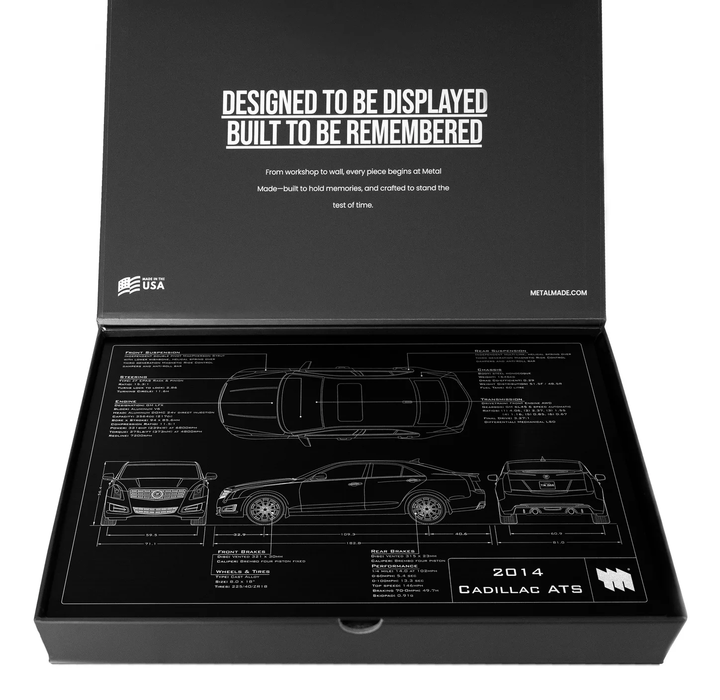 2014 Cadillac ATS, in the metal made gift box, landscape plate