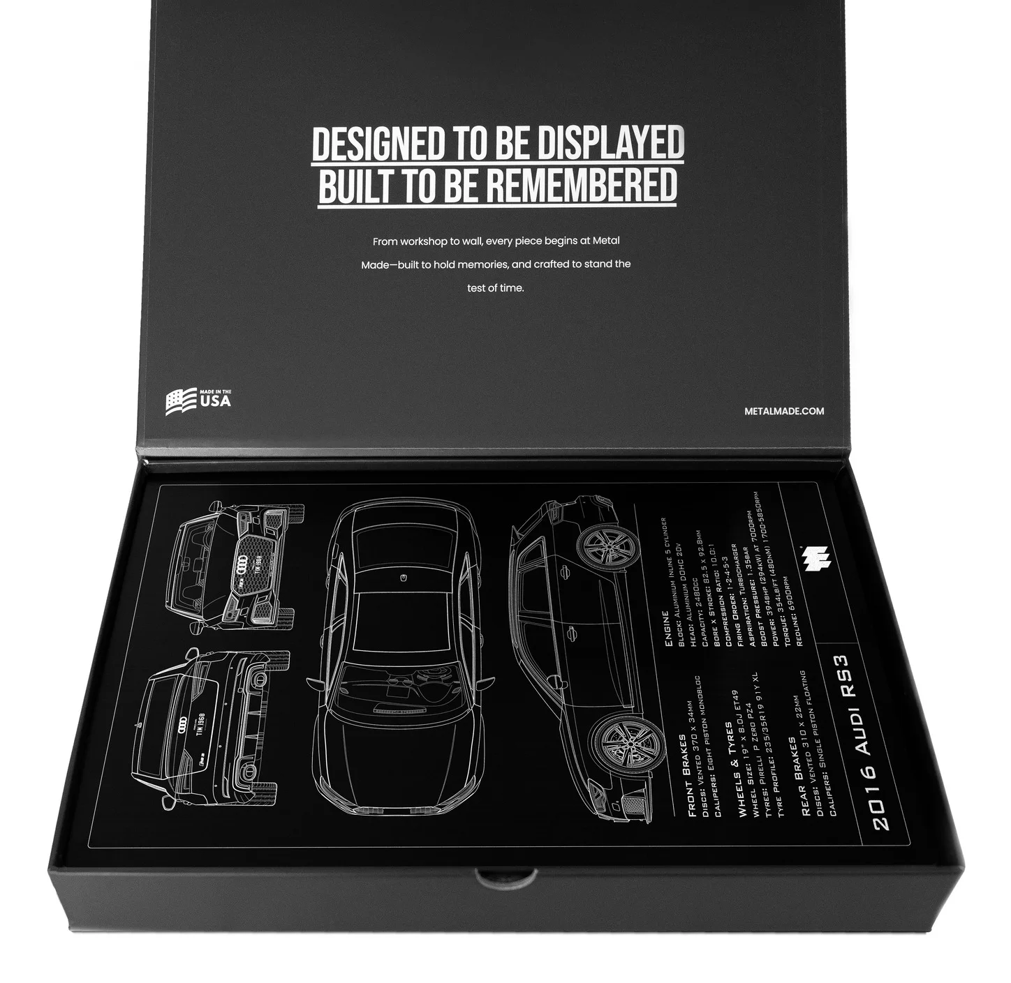 2016 Audi RS3 Saloon, in the metal made gift box, portrait plate