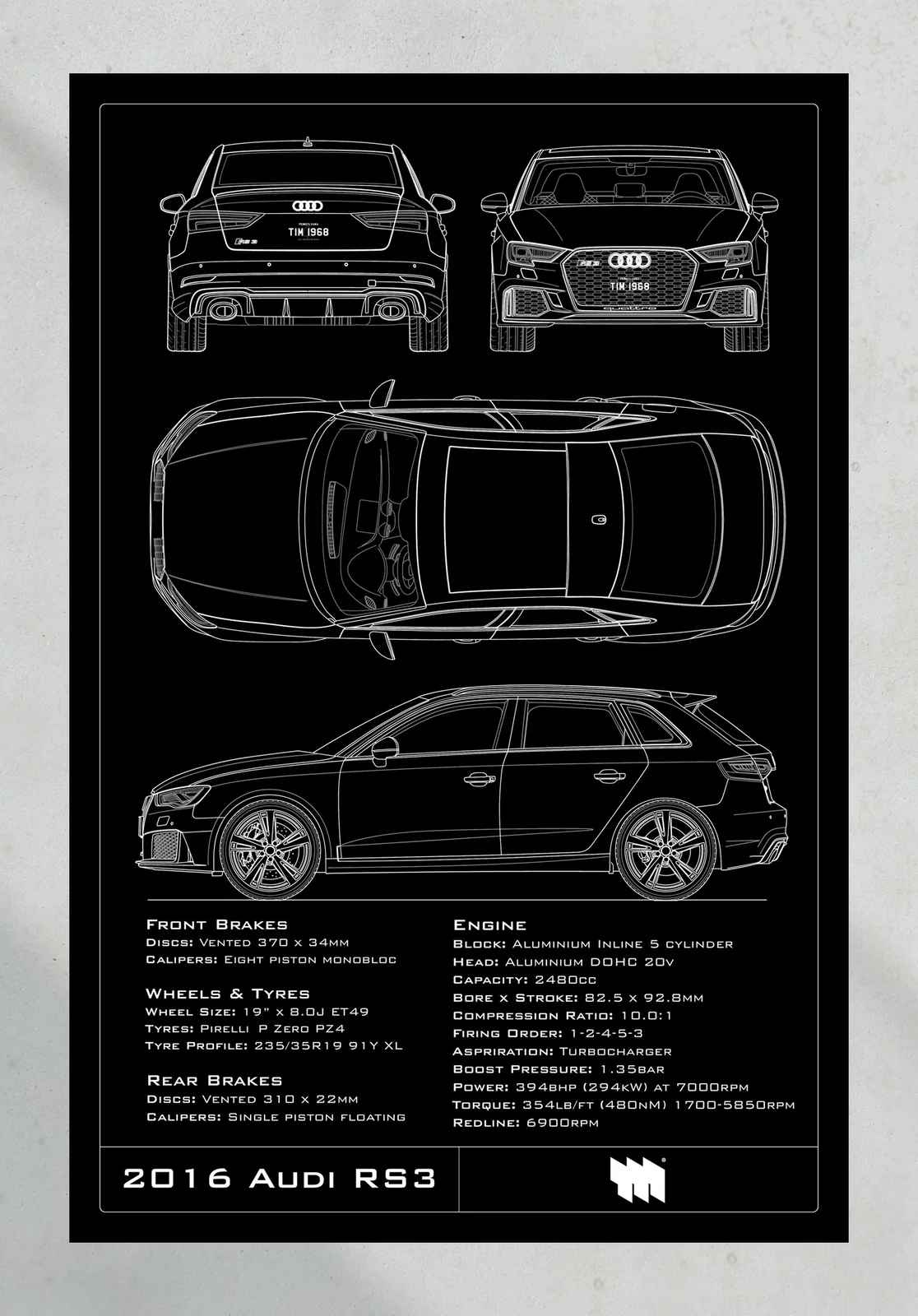 2016 Audi RS3 Saloon, the print, portrait
