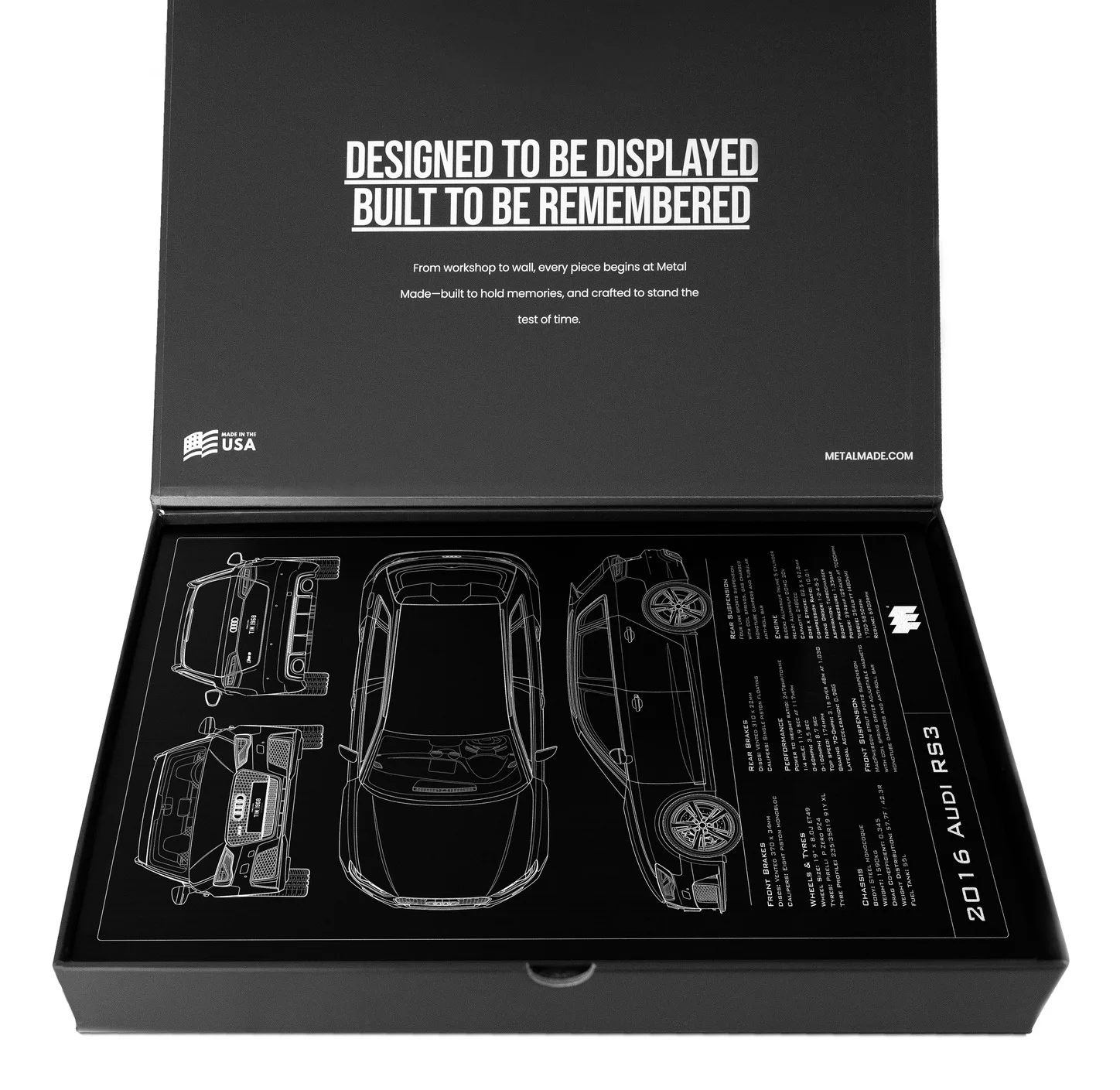 2016 Audi RS3, in the metal made gift box, portrait plate