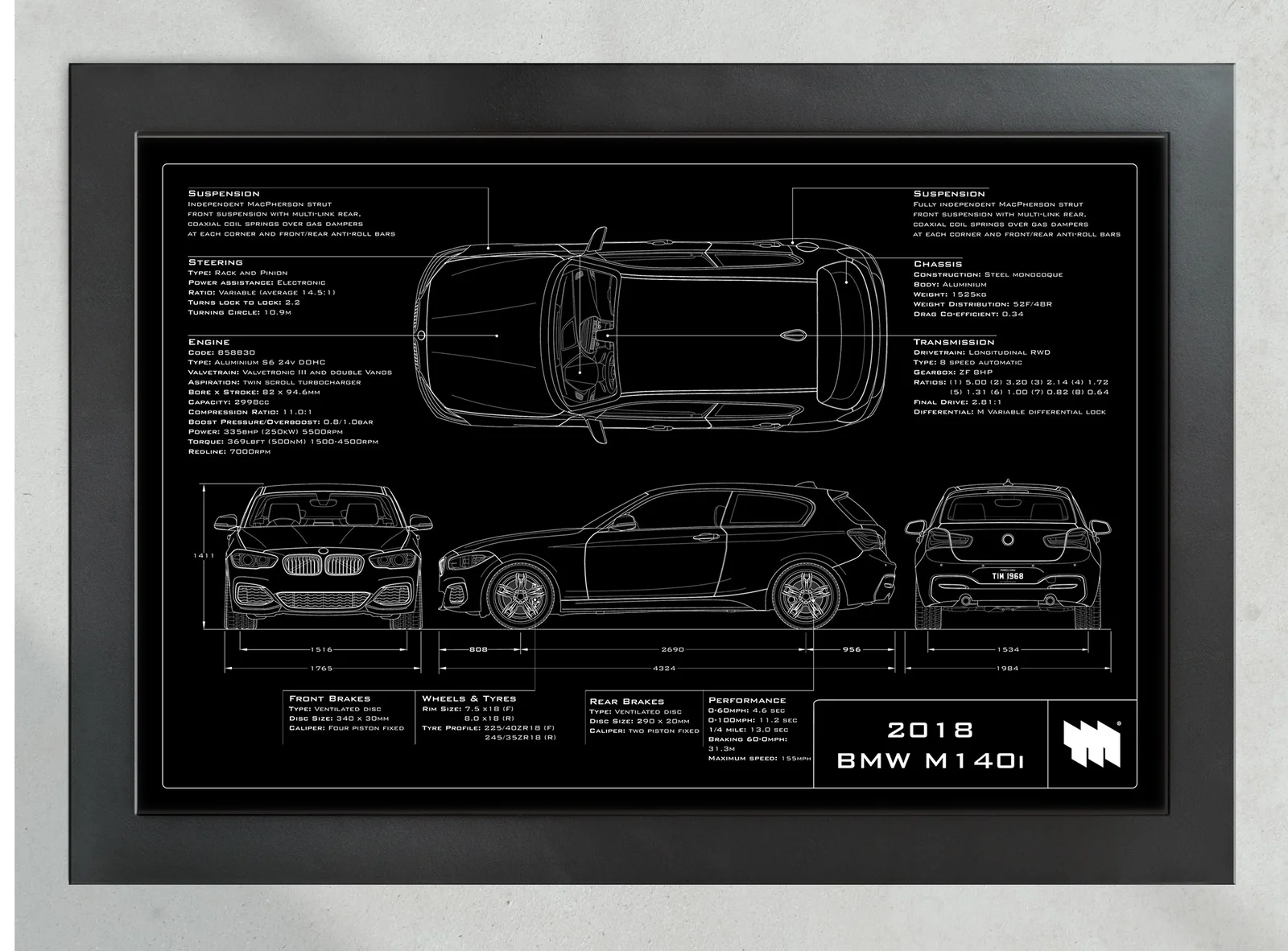 2018 BMW M140i, in the collector's frame, landscape