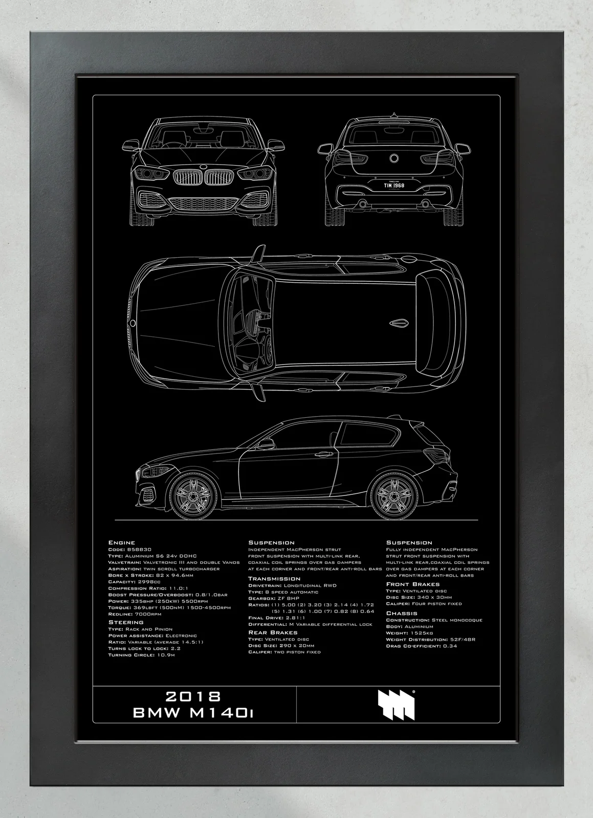 2018 BMW M140i, in the collector's frame, portrait