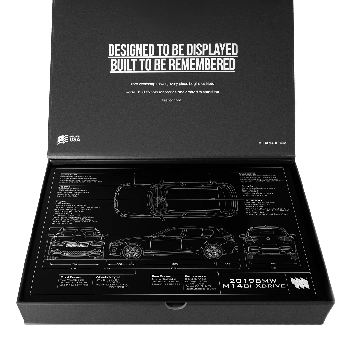 2019 BMW M140i Xdrive, in the metal made gift box, landscape plate