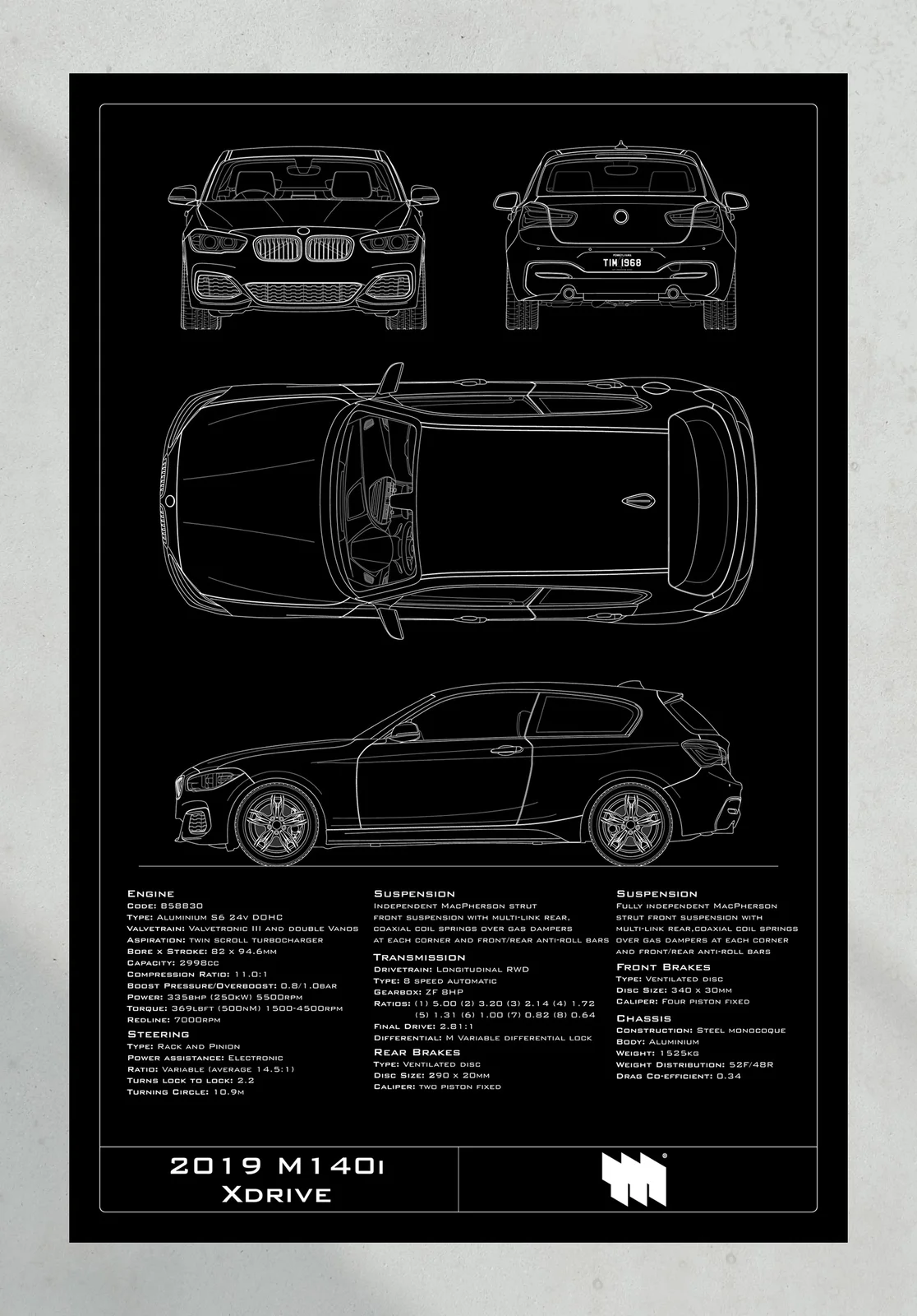 2019 BMW M140i Xdrive, the print, portrait