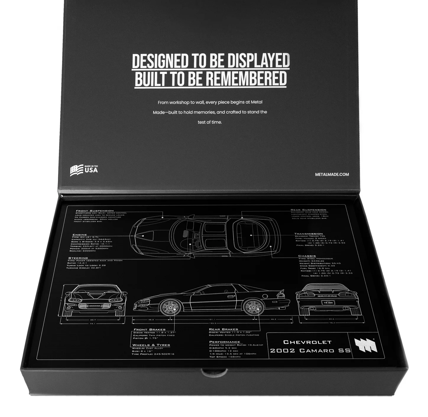 Chevrolet 2002 Camaro SS, in the metal made gift box, landscape plate