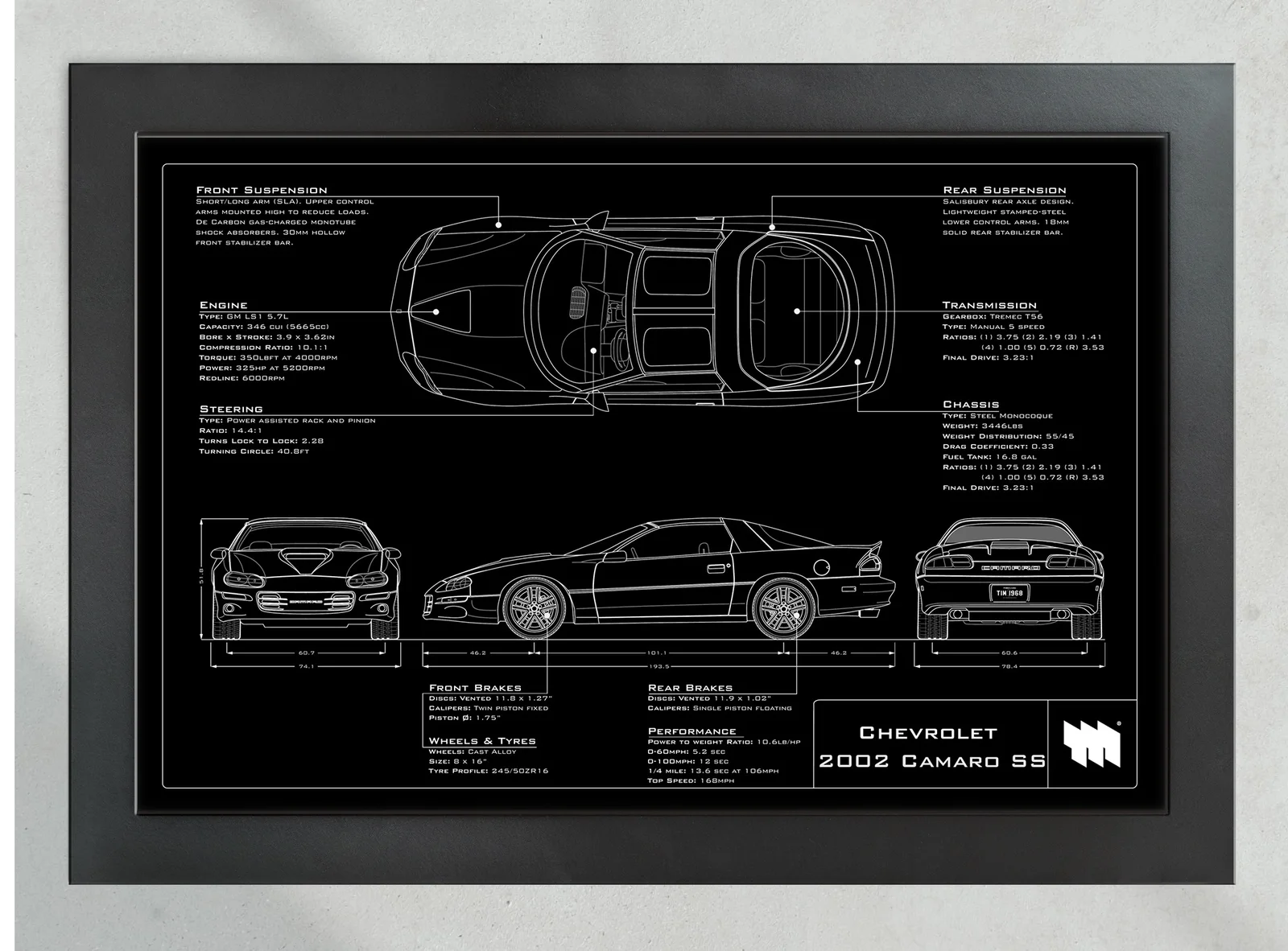 Chevrolet 2002 Camaro SS, in the collector's frame, landscape