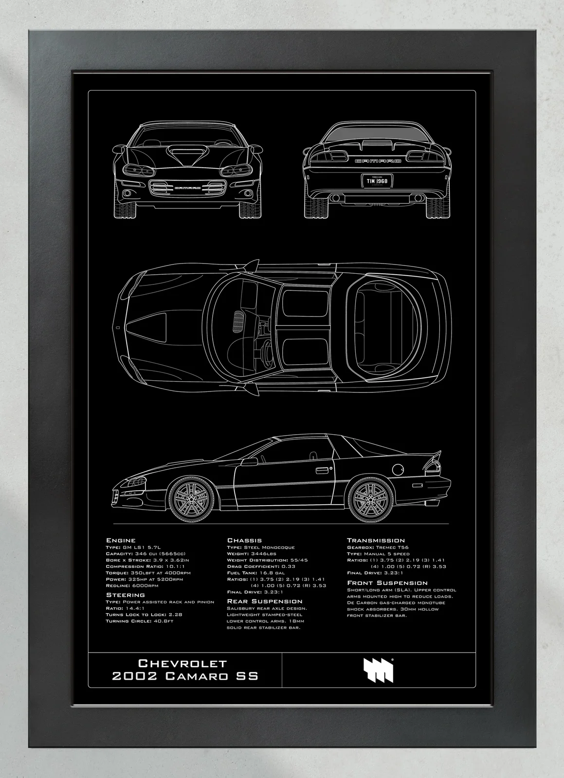 Chevrolet 2002 Camaro SS, in the collector's frame, portrait