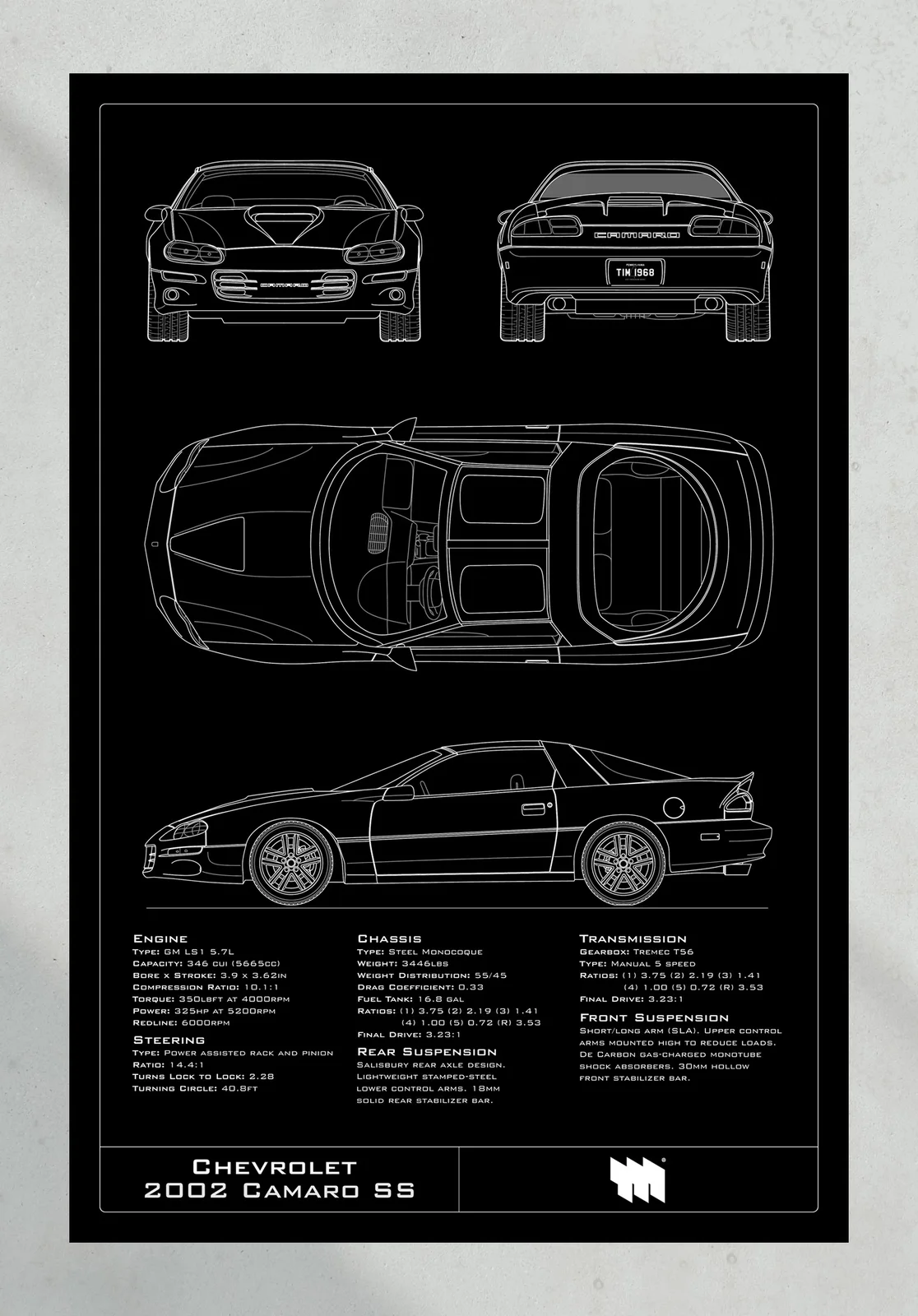 Chevrolet 2002 Camaro SS, the print, portrait