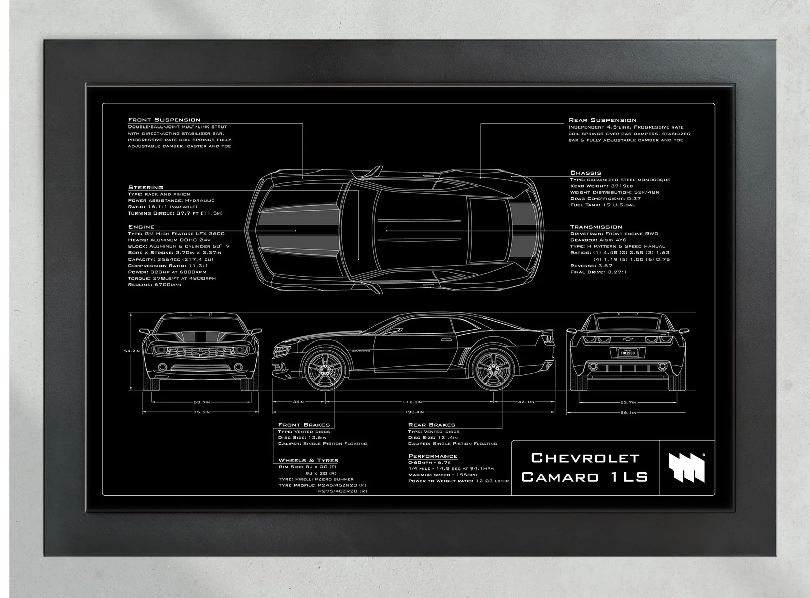 Chevrolet Camaro 1LS, in the collector's frame, landscape