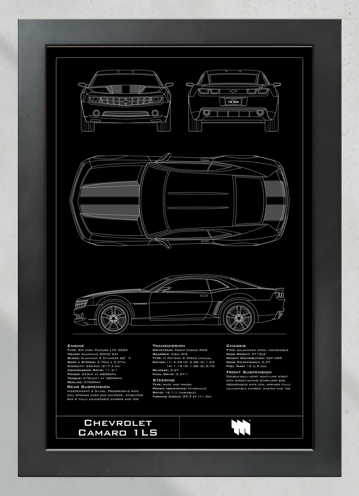 Chevrolet Camaro 1LS, in the collector's frame, portrait