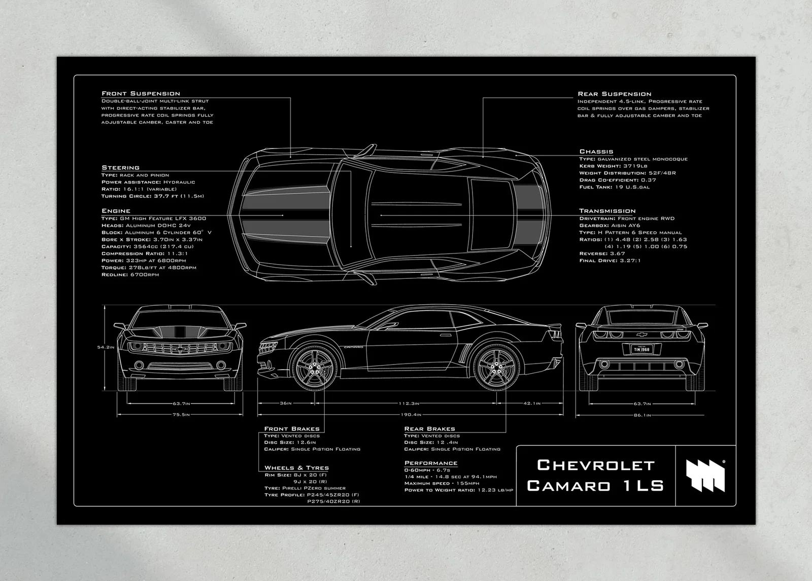 Chevrolet Camaro 1LS, the print, landscape