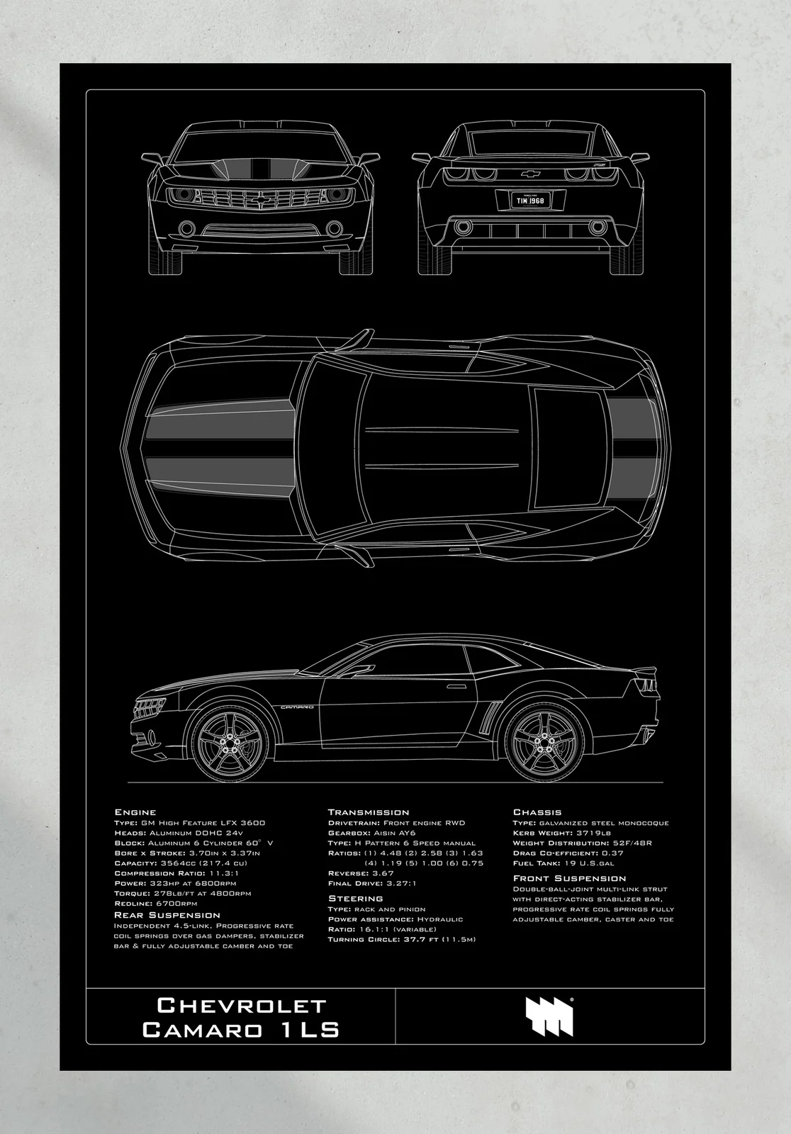 Chevrolet Camaro 1LS, the print, portrait