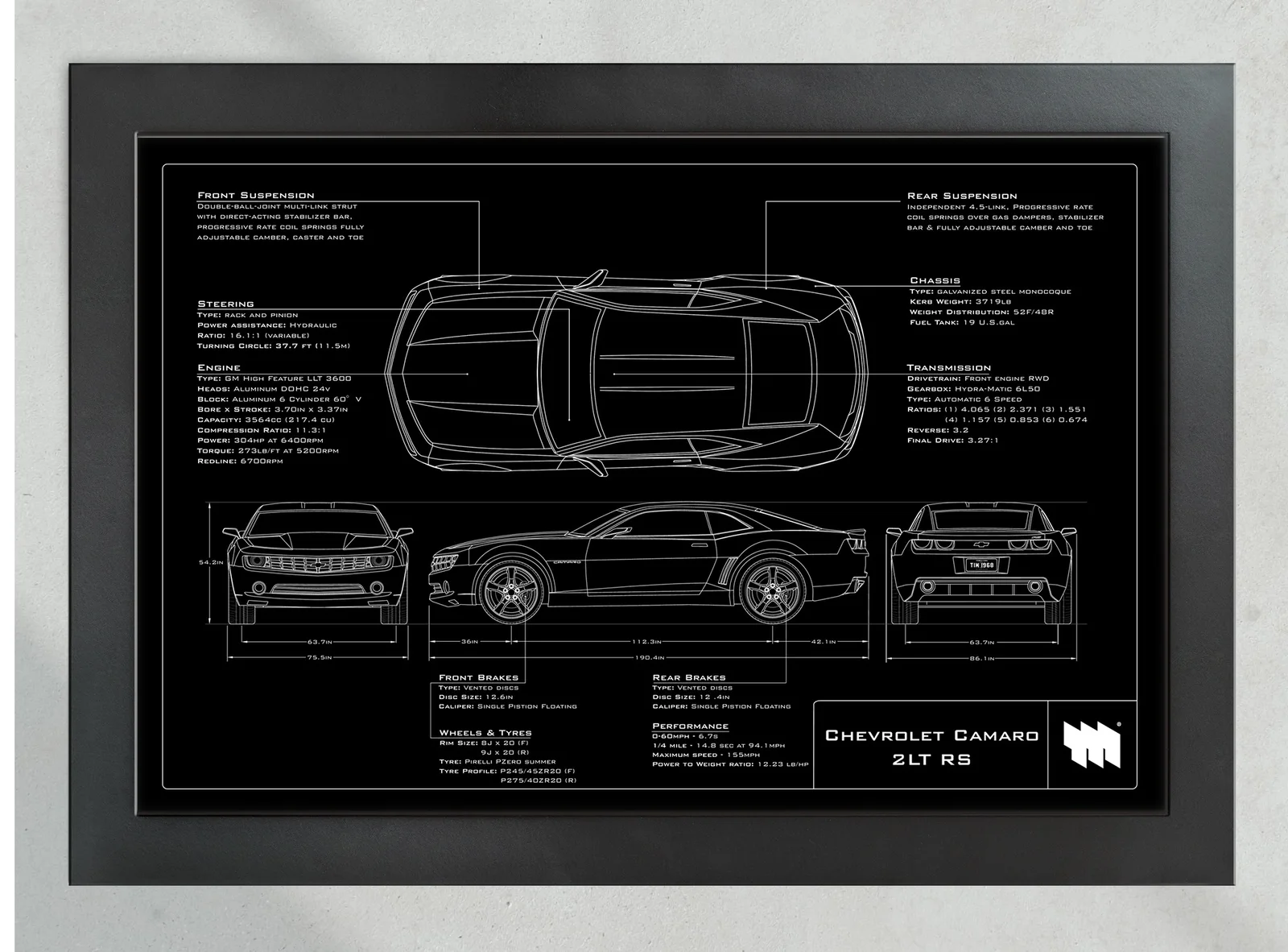 Chevrolet Camaro 2LT RS, in the collector's frame, landscape