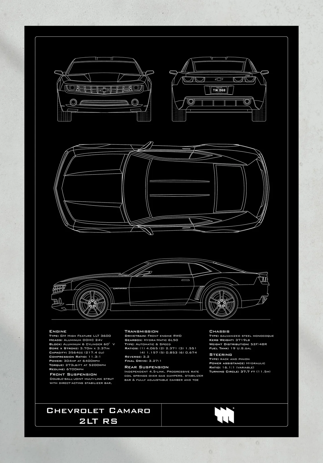 Chevrolet Camaro 2LT RS, the print, portrait